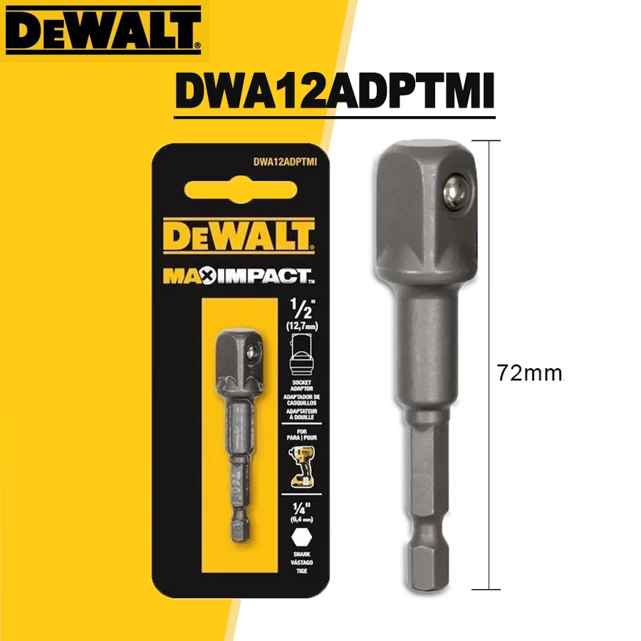 

Квадратный адаптер DEWALT Impact от 1/4 дюйма до 1/2 дюйма 3/8 дюйма, аксессуары для инструментов для преобразования DWA38ADPTMI/DWA12ADPTMI