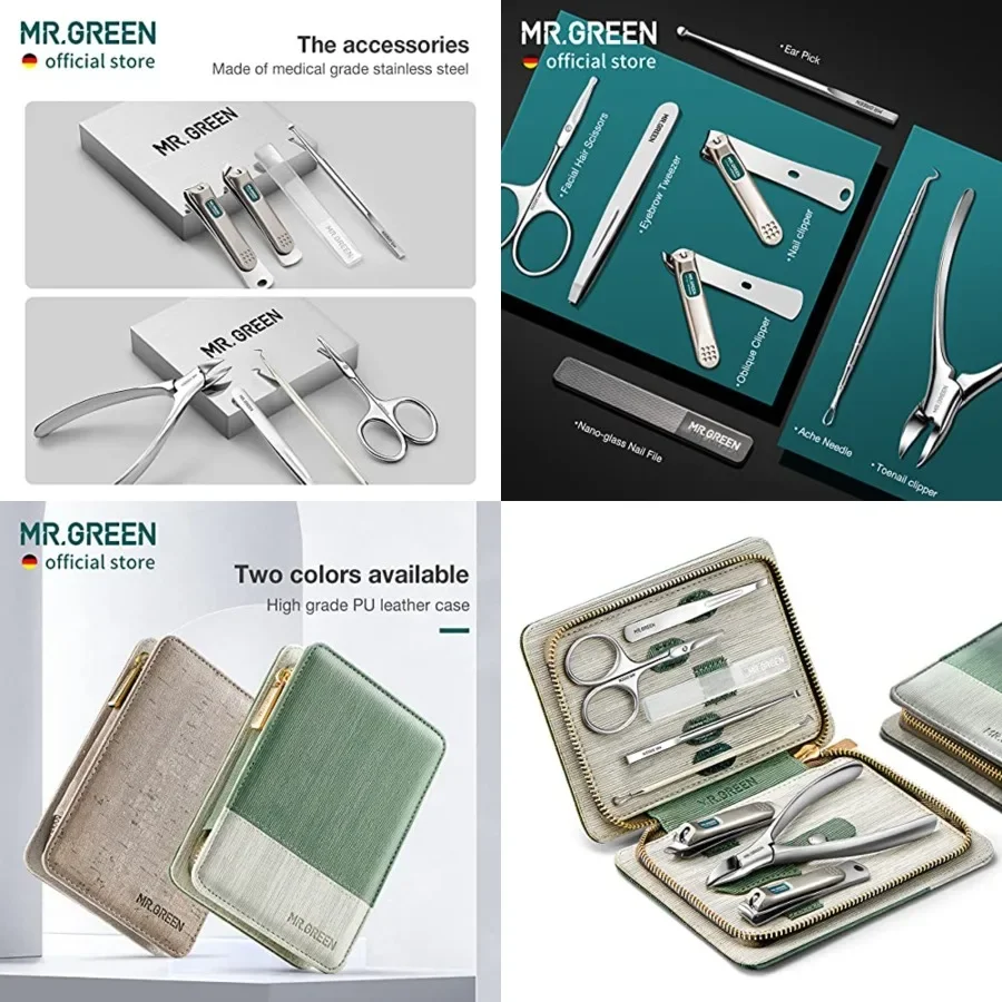 

MR. Manicure Sets Pedicure Kits Stainless Steel Nail Clipper Personal Care Tools with PU Leather Case