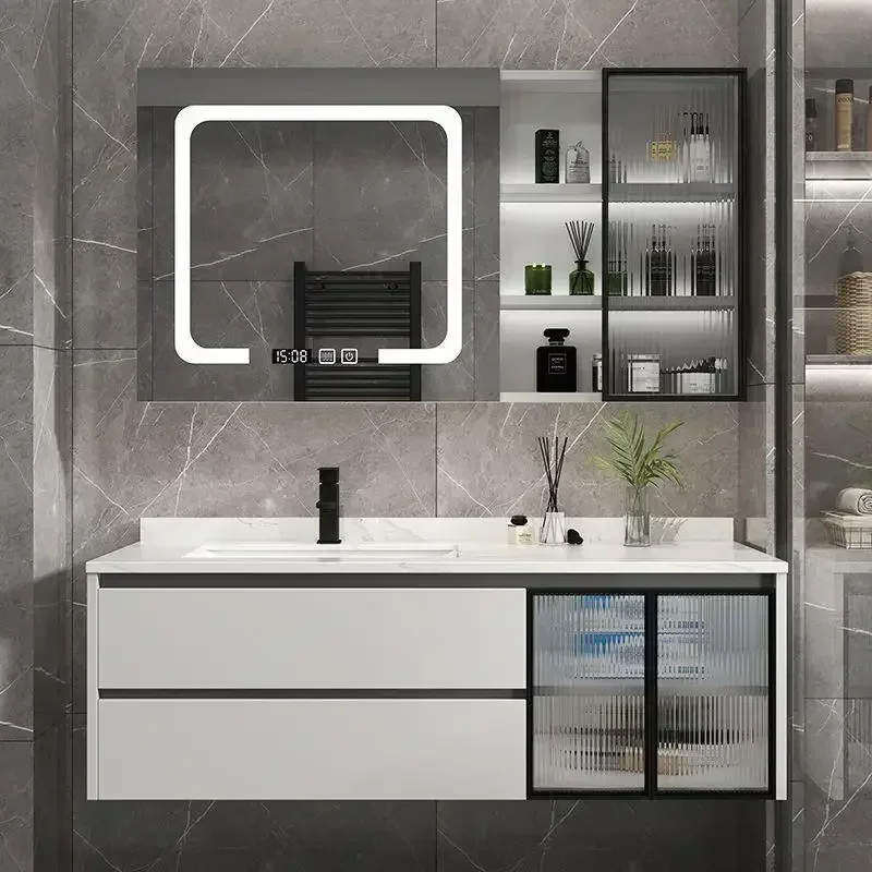 Bathroom Vanity Sink Cabinet Set Mirror Light Modern Space Saving Organizers Storage Luxury Furniture Organizer Double Makeup