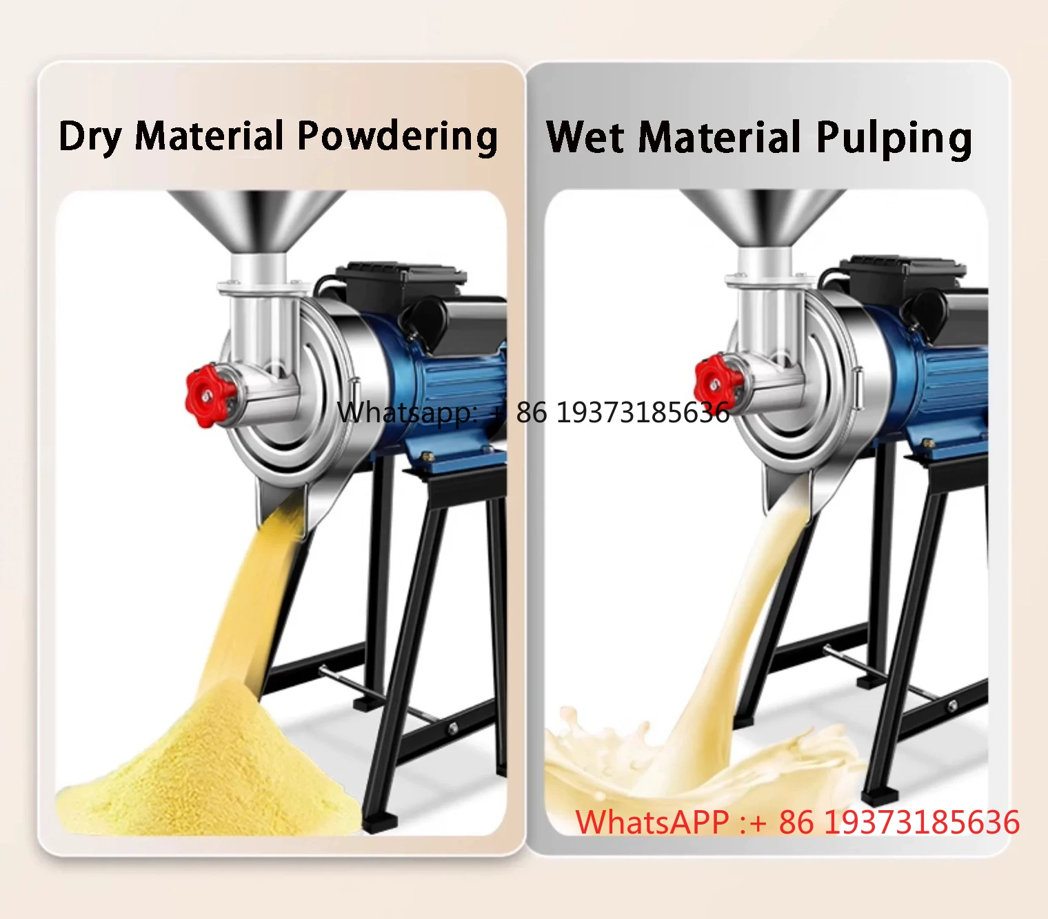 

Многоцелевая машина для измельчения зерна 5-в-1 из нержавеющей стали, машина для измельчения порошка кукурузы/пшеницы/сеявых бобов для дома и фермы