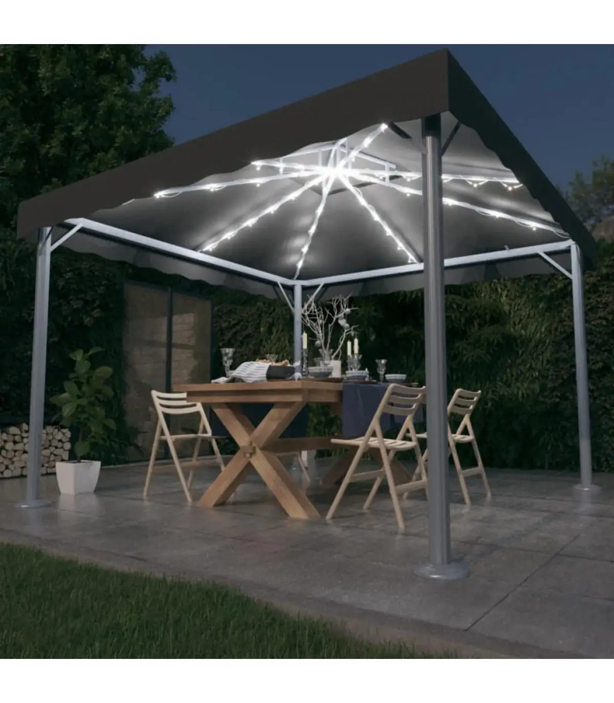 300x300 cm anthracite aluminum LED strip gazebo tents