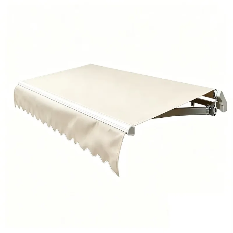 Cream White/Beige, Enhanced Electric Outdoor Waterproof Retractable Awning