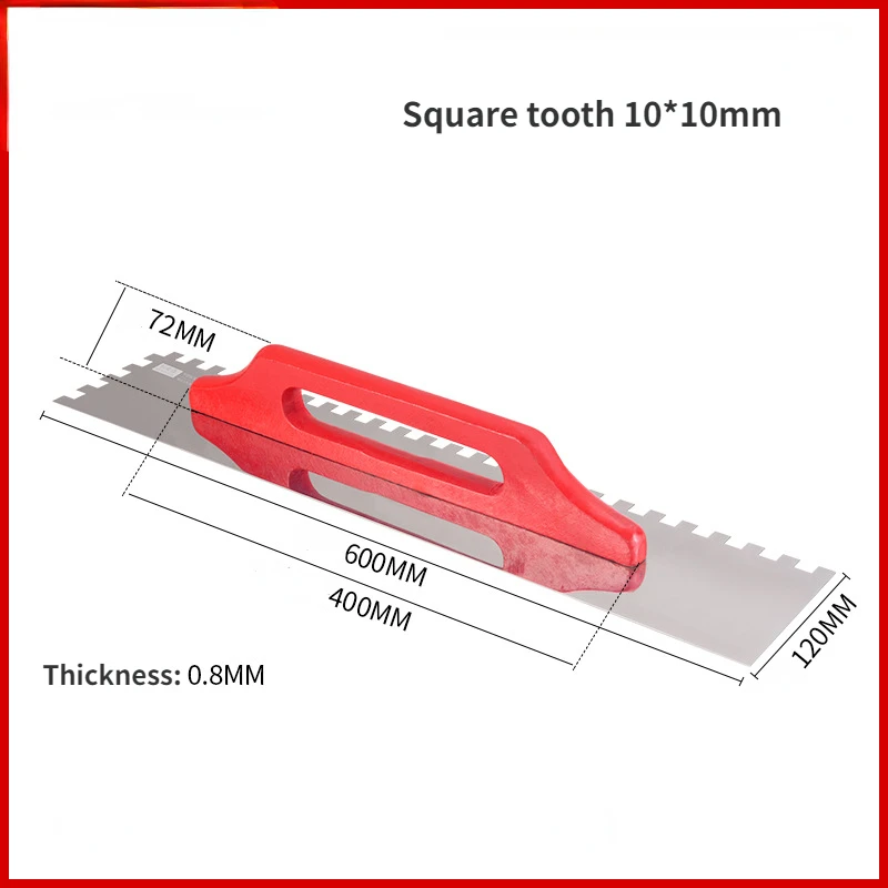 Serrated Trowel Bricklayer Mason Tool Plastering Trowel Stainless Steel Square Notch Tile Trowel Tile Tool Spatula Decoration