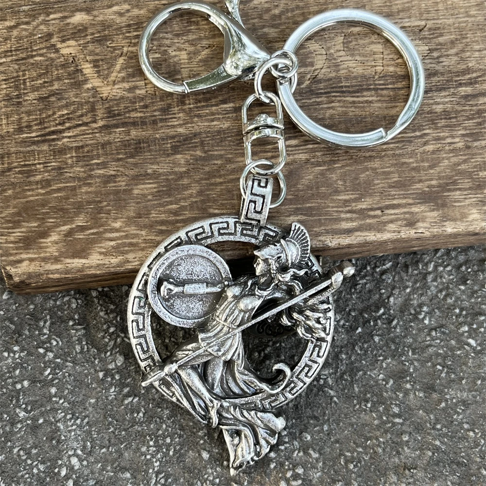 Nostalgia Greek Goddess Metal Keychain Mythology Minerva Athena Warrior Viking Key Accecories For Women Mothers Day Gift