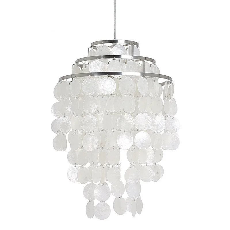 lampada pingente de shell romantico estilo europeu moderno e simples sala de estar villa restaurante concha natural wind chime pendant light 01