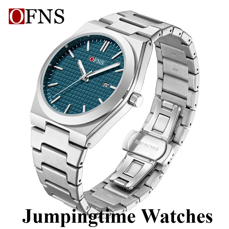 ビジネス防水クォーツ時計スチールベルトカジュアルメンズウォッチカレンダー夜光時計