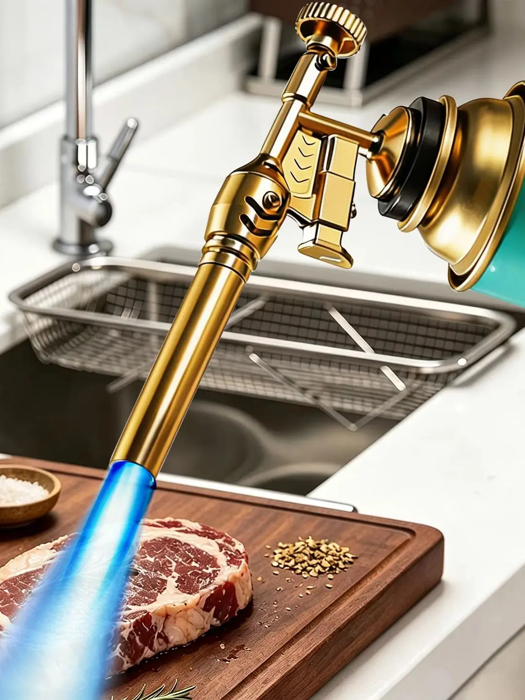 Tragbarer Butangas-Schweißbrenner mit Hochtemperaturflamme und Kupferdüse für BBQ-Kochen, Metalllöten und -schweißen, Outdoor-Werkzeug
