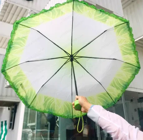 Chinese Cabbage Creative Umbrella, Vinyl Sunscreen Parasol, Weather and Rain Folding Umbrella Woman - view 3