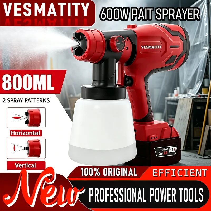 High power cordless electric spray gun HVLP for car furniture steel surface coating for 18V Milwaukee battery Original