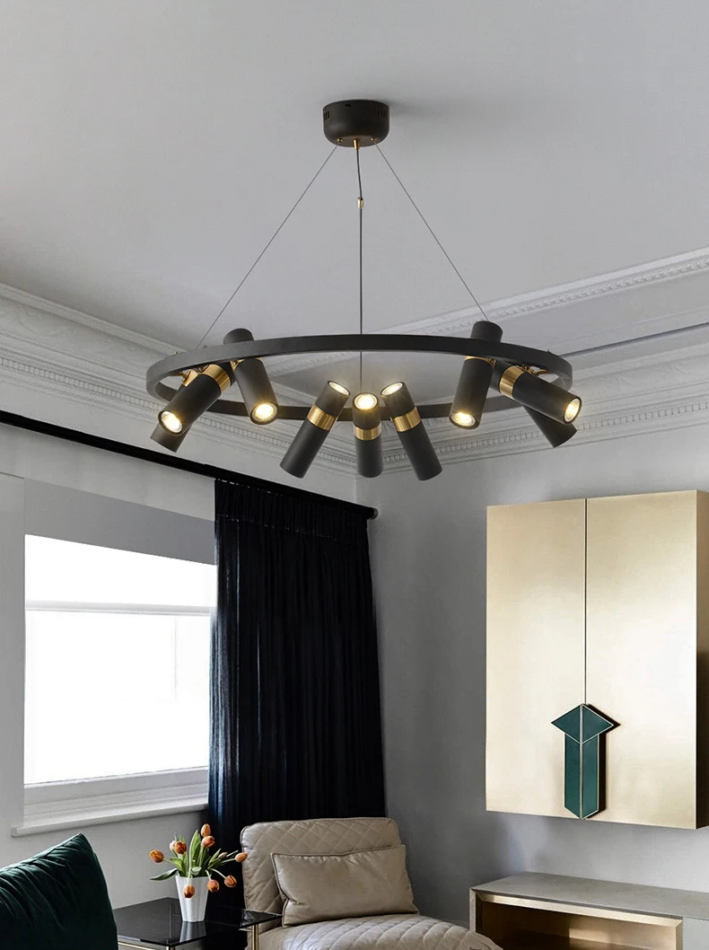 Art Chandelier Black Metal GU10 Bulb Pendant