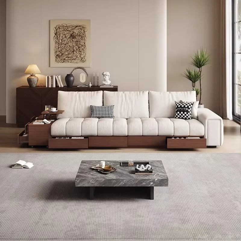 Storage Living Room Sofas Wood Cup Holder Italian Floor Luxury Chaise Couch Accent 2025 L Shaped Woonkamerbanken Furniture