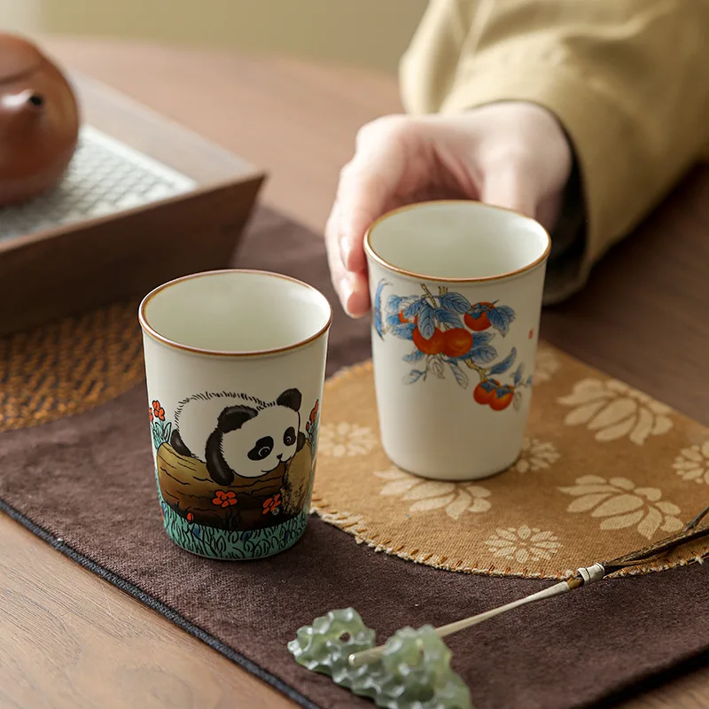 Ru Ofen Panda Tasse, Keramik Cola Tasse, Master Cup, Haushalt große Blase Teetasse, einzelne Tasse, Wasser Tasse, Teeset