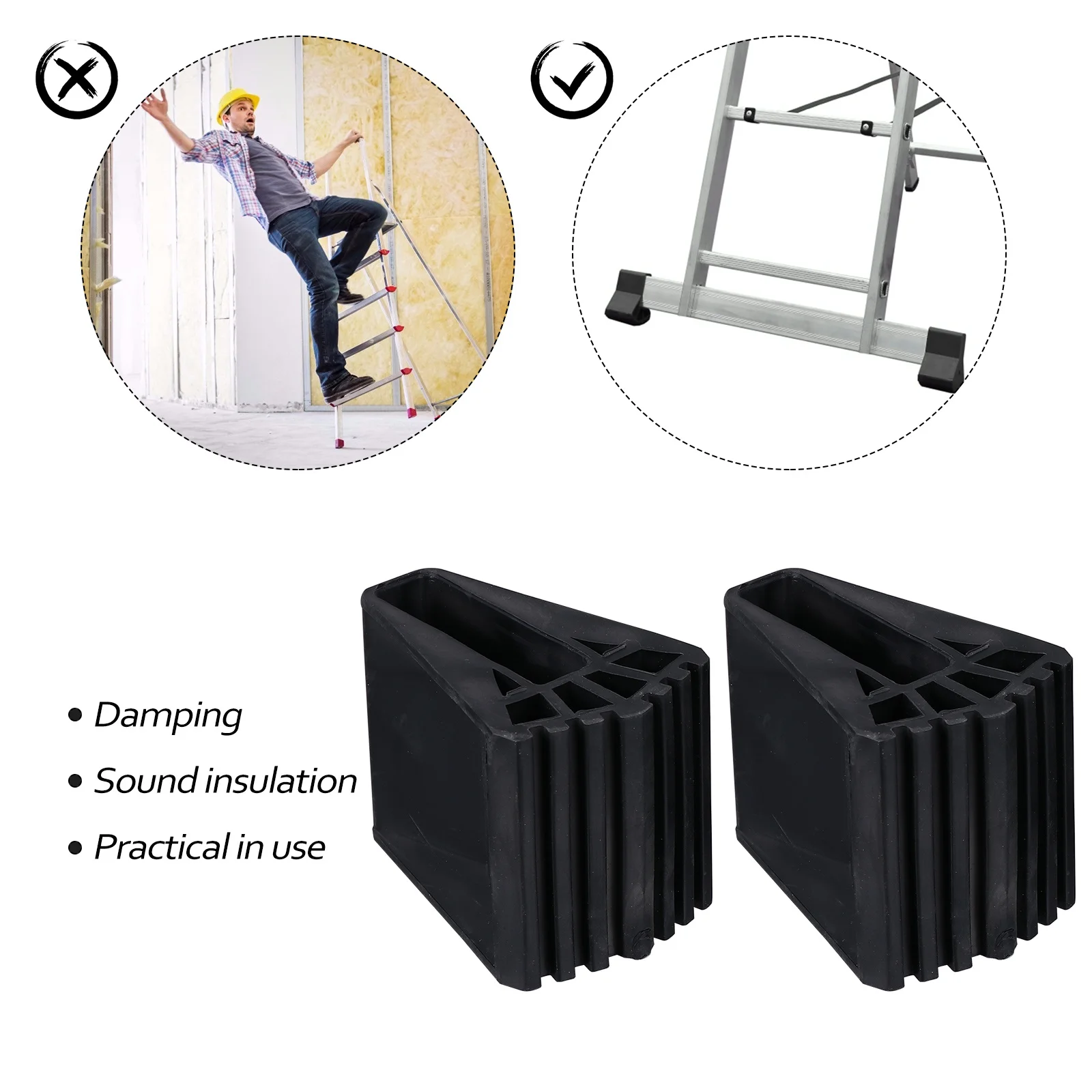 2 Stuks Ladder Voeten Protectors Rubber Anti-Slip Pads Verdikte Ontwerp Trillingsdemping Geluidsisolatie Antislip Ladder voeten