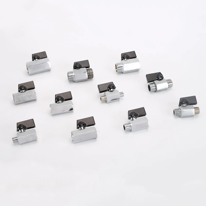 1/8 "1/4" 3/8 "1/2" BSP Dây Chuyền Đồng Thau Mạ Mini Van Bi Nữ Nam Đầu Nối Đồng Không Khí van Nước Khí Dầu Van Ngắt