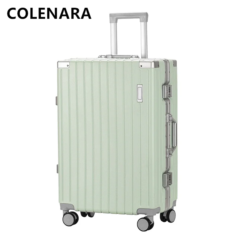 COLENARA Women's Luggage 20 Inch Boarding Box Aluminum Frame Trolley Case 26" Men's Suitcase with Wheels Rolling Suitcase