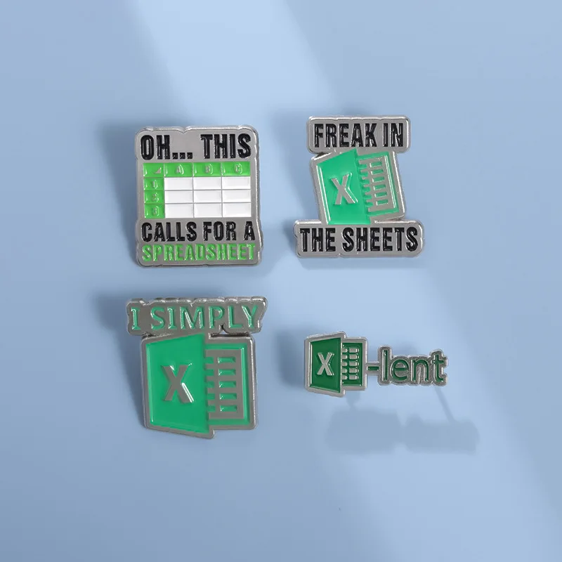 I Simply Green Excel Spreadsheet Lang Pin Office Software Creative Styling Worker Clothing Collar Pin Programmer Badge Brooch