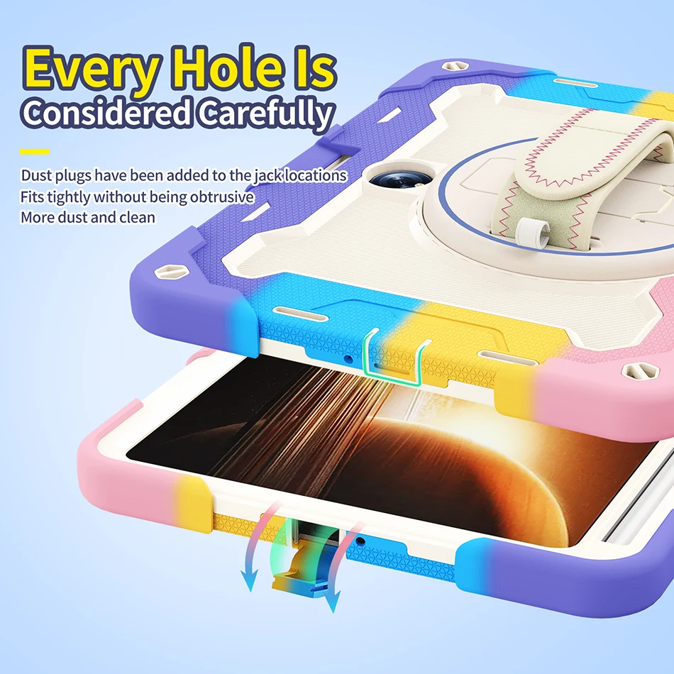 Imagem -04 - Capa de Silicone à Prova de Choque para Oppo Pad Kids Hard Back Cover 360 Rotation Kickstand Pencil Slot Shoulder Strap Heavy Duty