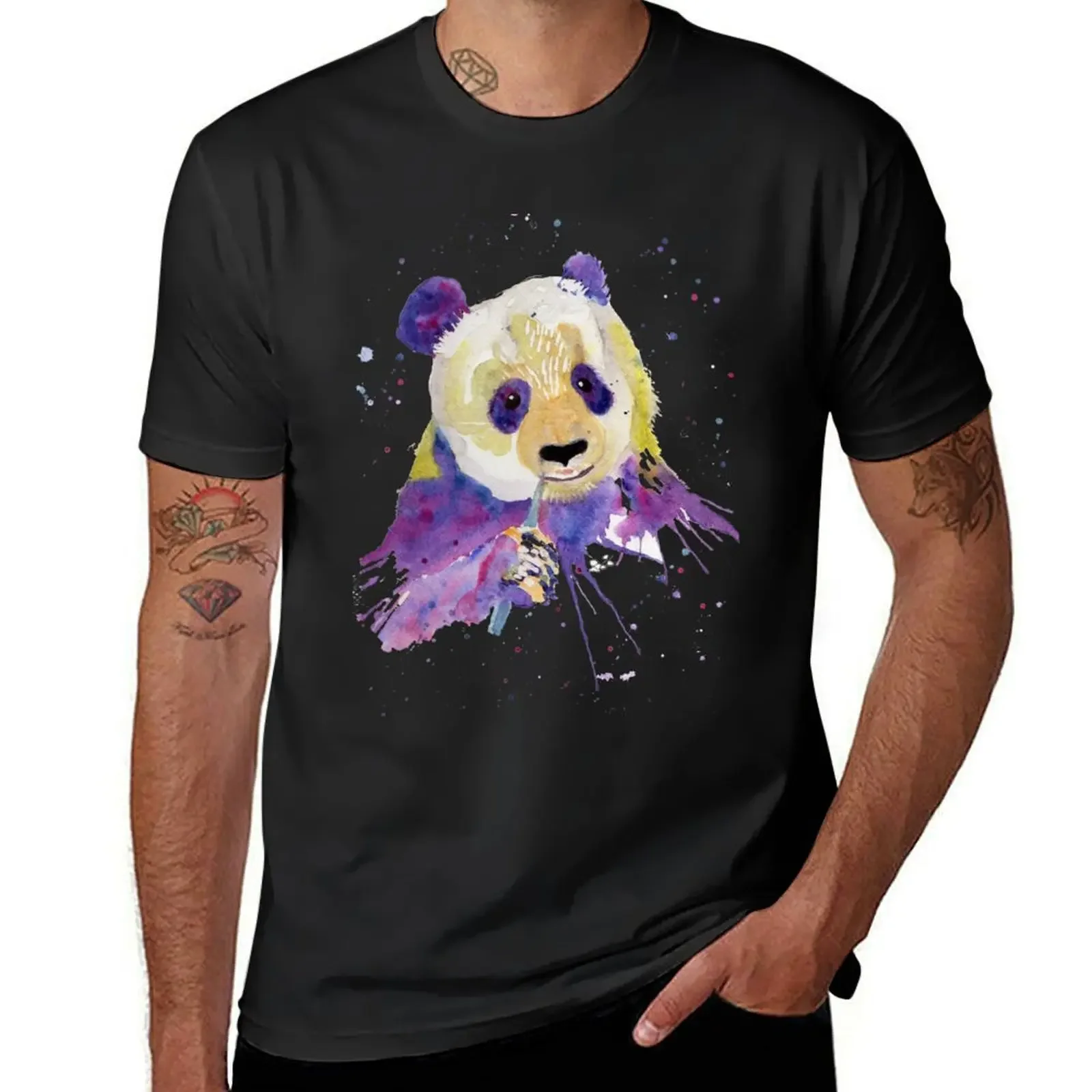 

Abstract Purple Panda Bear T-Shirt hippie clothes sports fans summer tops oversized graphic tee fruit of the loom mens t shirts