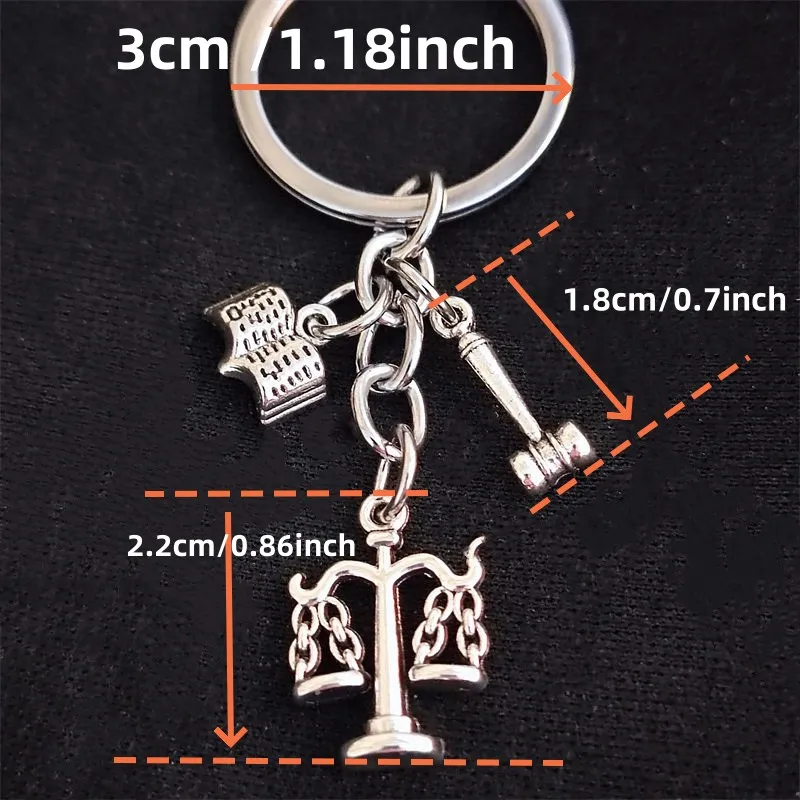 Balance, Judge and Book Keychain for Lawyer, Backpack Pendant Handmade DIY Bag Accessories