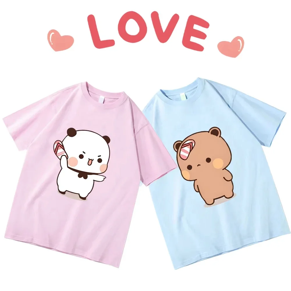 Pareja Bubu está lanzando chanclas en Dudu camiseta divertida ropa del Día de San Valentín lindo oso Panda Bubu Dudu Tops Camiseta de algodón Y2k