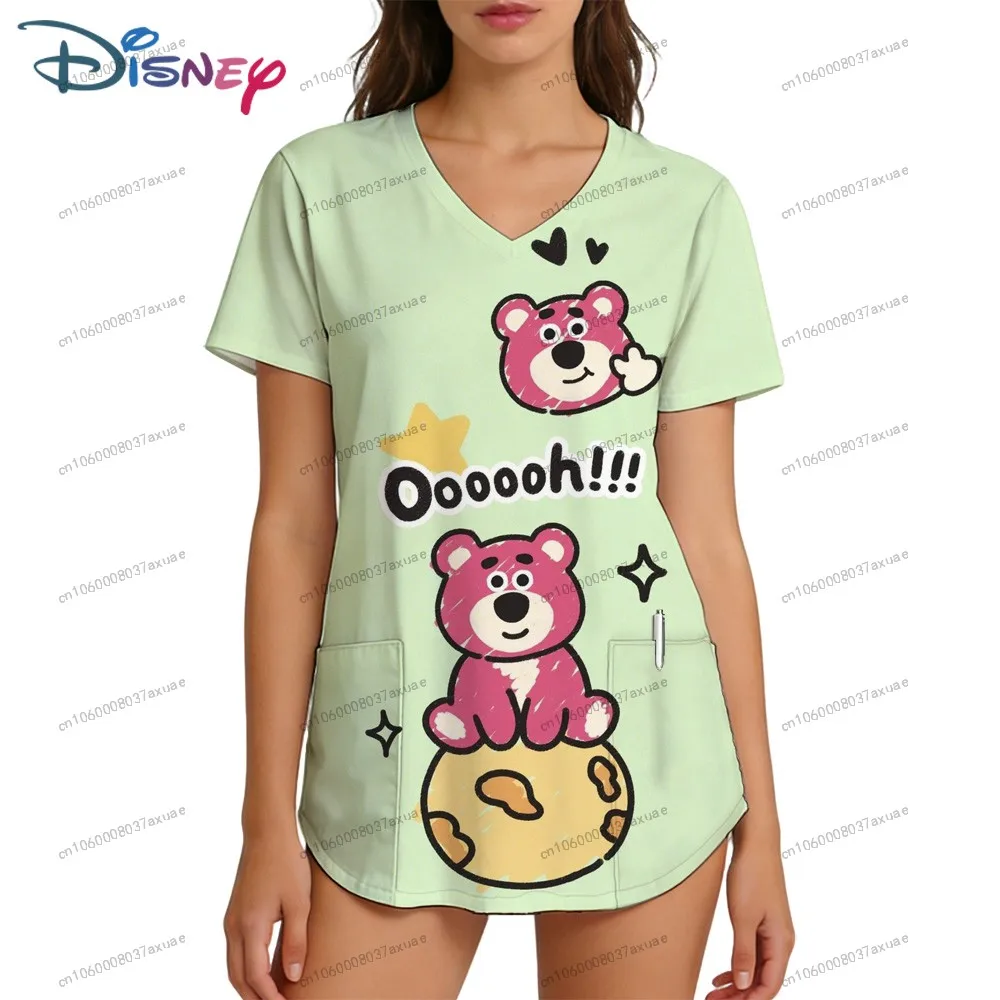Top Disney LOTSO para mujer, nuevo Top con lunares, uniforme de enfermera Y2k, ropa de verano con bolsillo de alta calidad, moda Kawaii para mujer 2026