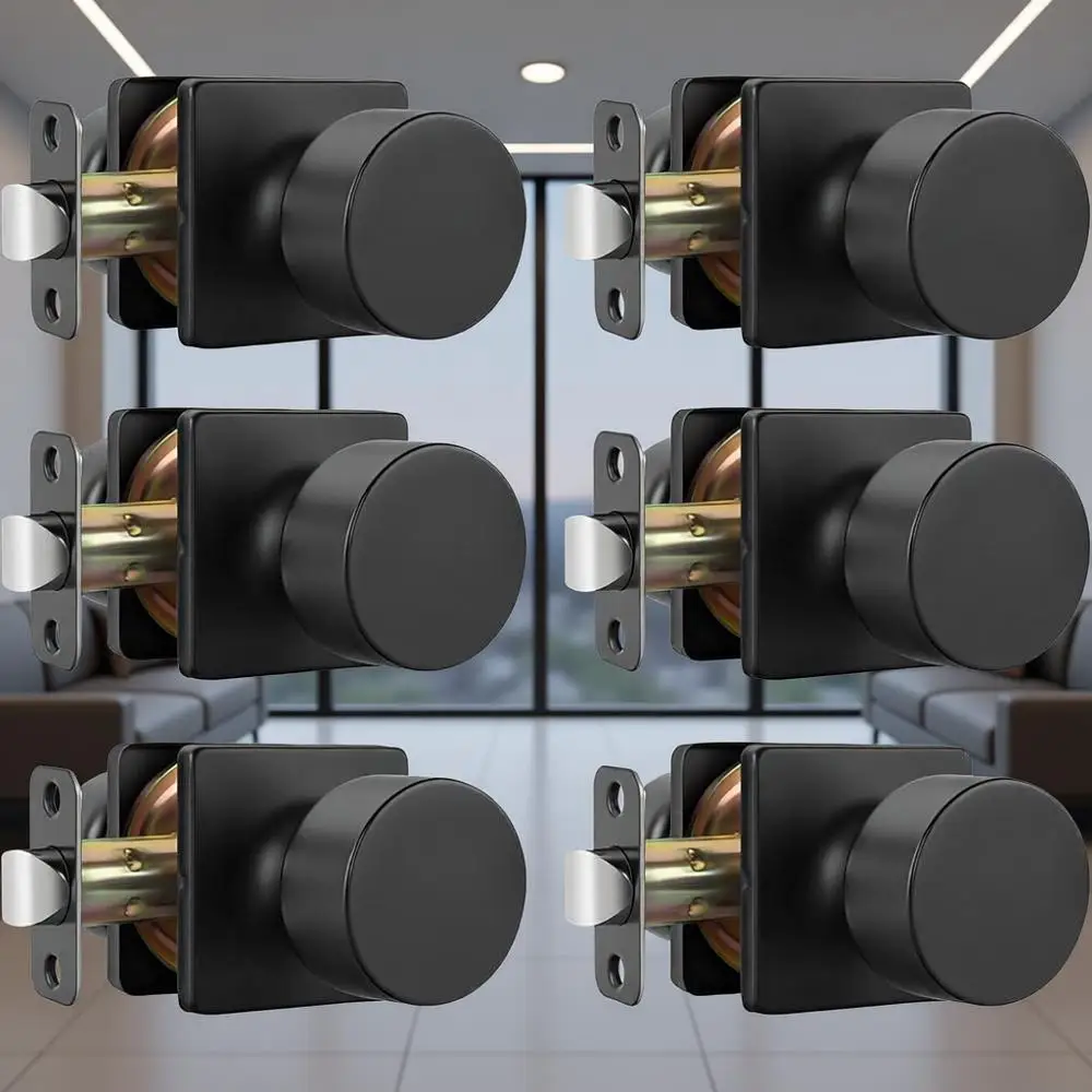 

Комплект из 6 матовых черных внутренних дверных ручек, без замка, подходит для прохода в прихожей