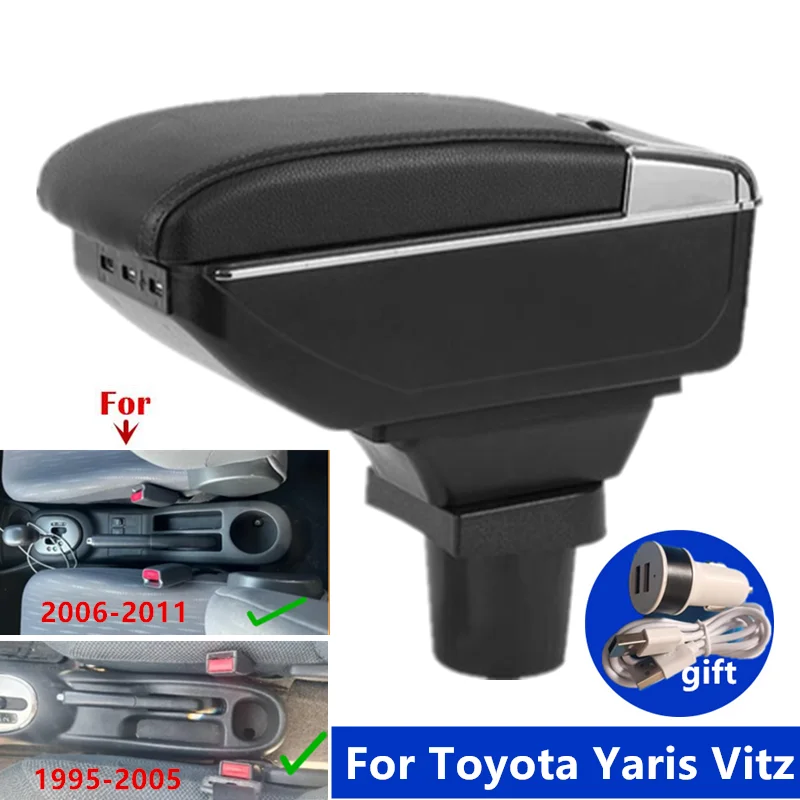 Car Armrest Box For Toyota Yaris Vitz Hatchback 1998-2011 Centre Storage box  Interior Dedicated Retrofit Car Accessories