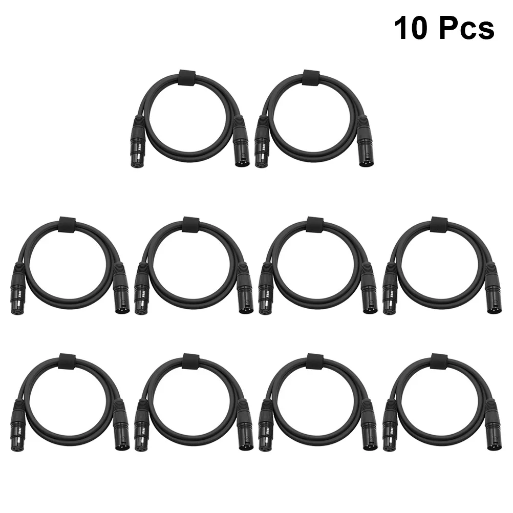 

10 шт. 1 м 3-контактный DMX-кабель Кабель для освещения сцены Светодиодный светильник Par Light с подвижной головкой DJ-оборудование (черный) Кабель с подвижной головкой