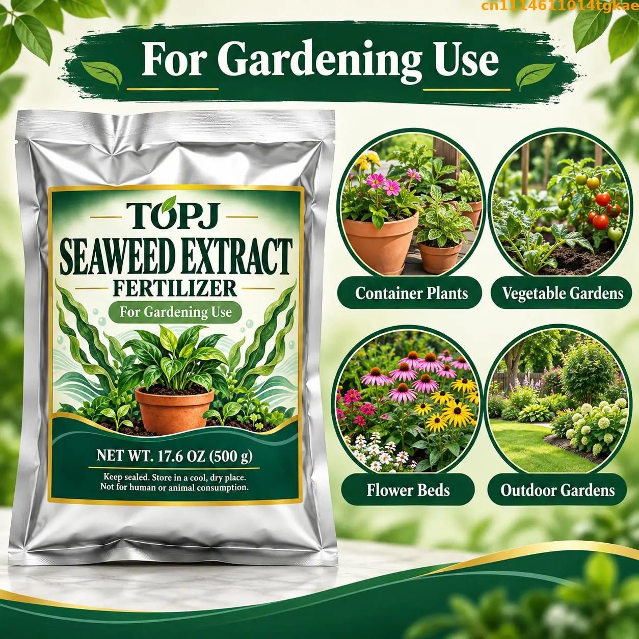 TOPJ Seaweed Extract Powder, Water Soluble Plant Nutrient Powder, Garden Soil Care Supplement for Home Gardening