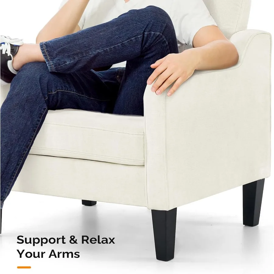 منتصف القرن كراسي لهجة الحديثة لغرفة المعيشة كريم أبيض مريح كرسي القراءة كراسي أريكة الشنيل الناعمة ذراع جانبي منجد