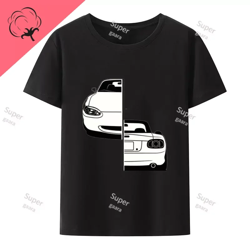 Initial D JDM MIATA MX5 Theme 100%Cotton T Shirt for Men Short Sleeve Y2k Men Clothing Printed T-shirt Tops Summer O-neck Tee