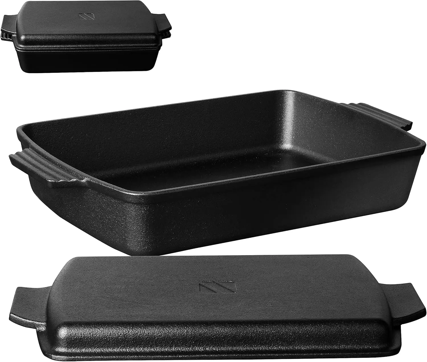 

2-in-1 Pre-Seasoned Cast Iron Dutch Oven with Skillet Lid, 6QT Rectangular Casserole & Griddle Set