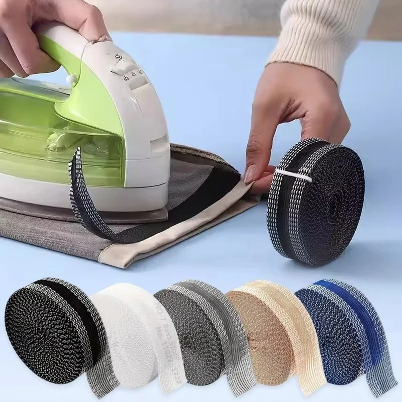 Self Adhesive Pants Hem Tape No Sew Iron on Trouser Edge Hemming Strip DIY Fabric Adhesive Tape for Quick Fix Jean Clothing