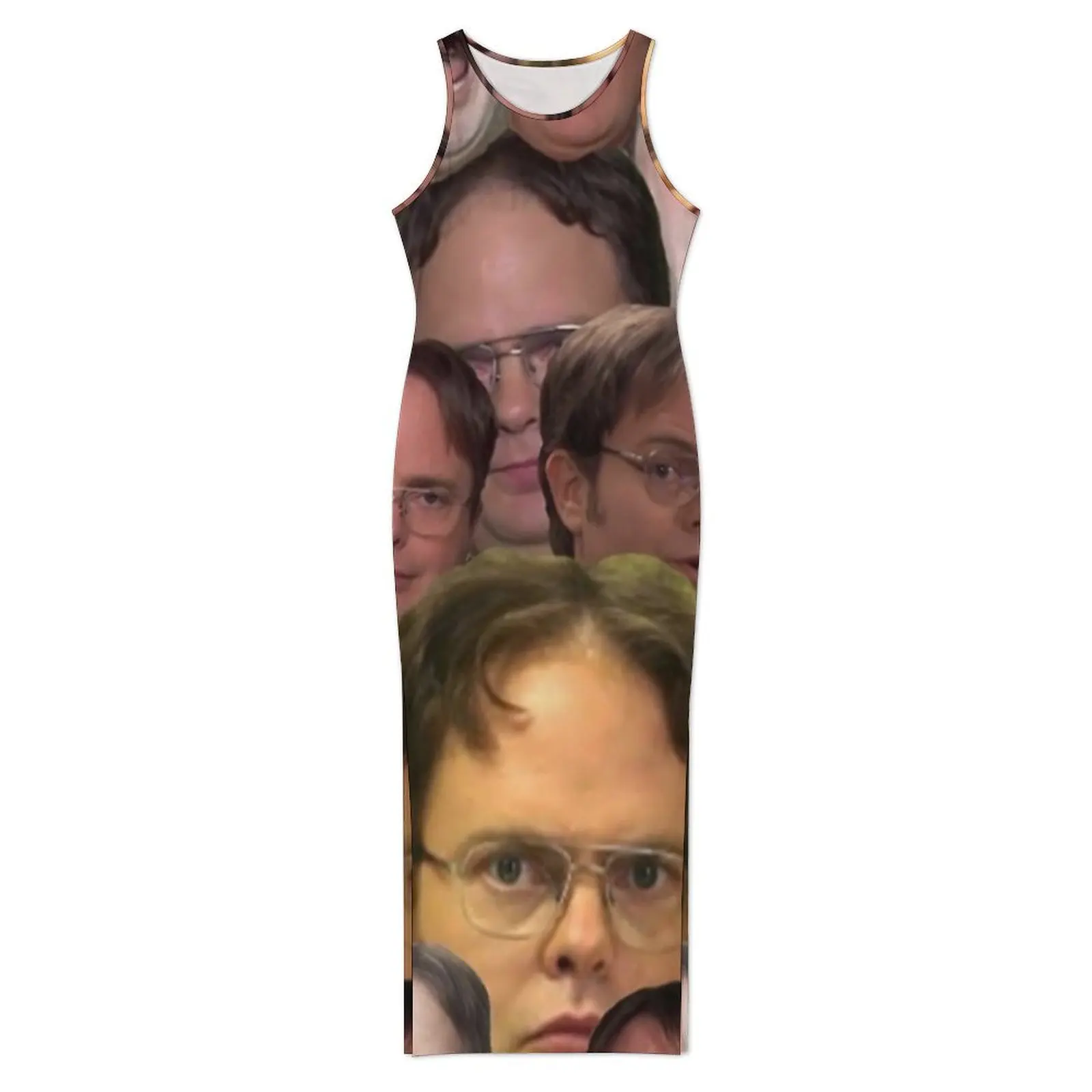 Dwight Schrute Abito con stampa senza maniche The Office Streetwear Abiti lunghi Abito aderente moderno Design donna Abiti oversize