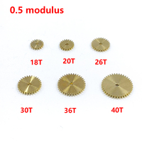 1pc 0.5M Modulus 18/20/22/24/25/26/28/30/32/36/40T teeth Metal Copper Gear thickness 2mm Tight Fit 2mm Shaft