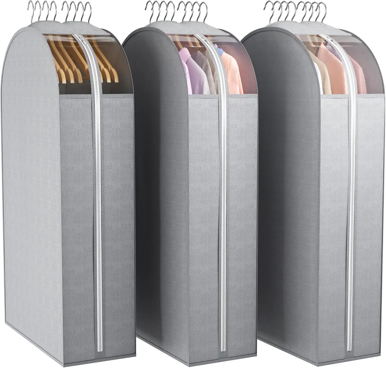 

10" Gusseted Garment Bags for Hanging Clothes with Clear Window 50" Suit Bags for Open Closet Storage, Clothing Cover fo