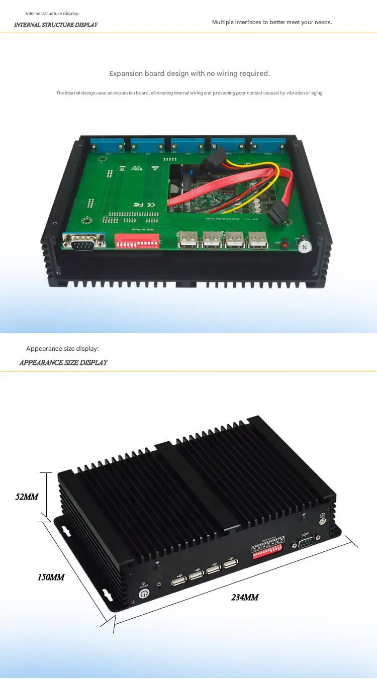 EIP MFC-2501+EP4380 Mini pc with LPT port All in One  Fanless Embedded Computer Mini PC Intel CPU