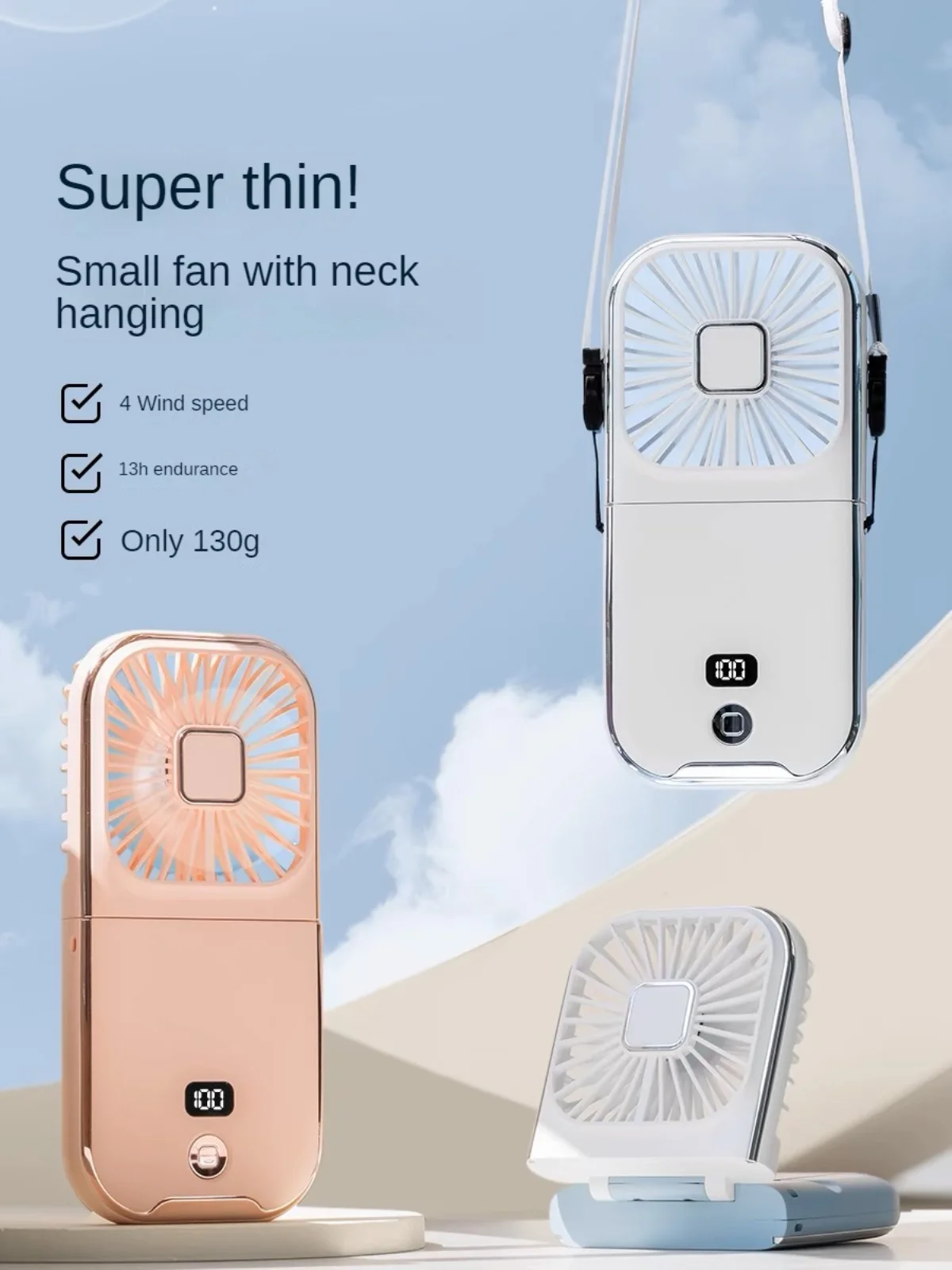 Tragbarer Outdoor-Ventilator mit Nackenbügel, Einstellbare Geschwindigkeiten, Faltbar, USB-Aufladung, Kühlgerät F30 PRO – Detail 13