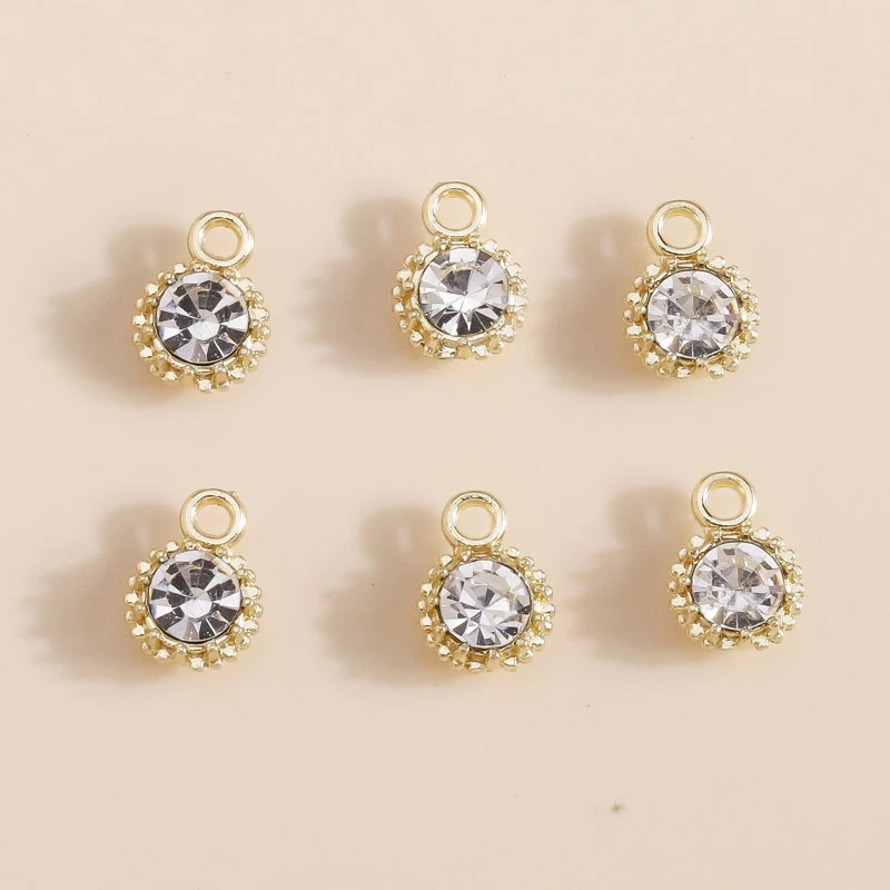 Leslie 8pcs 4*7mm Gold Plated Mini Crystal Charms Pendants for Making Necklace Earrings Bracelets Handmade Jewelry Craft
