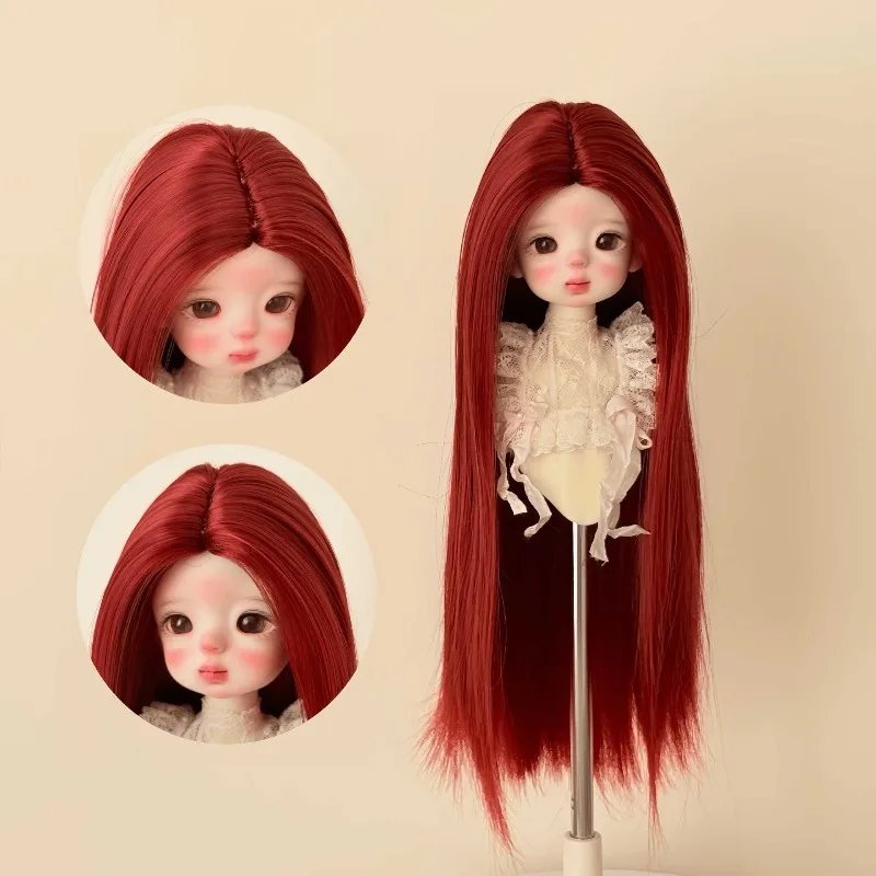 BJD/SD Doll Wig Split Long Straight Hair Soft Silk 1/3, 1/4, 1/6 Doll Hair Cover DIY Anime Wig Dress Up 2D Doll Making Supplies