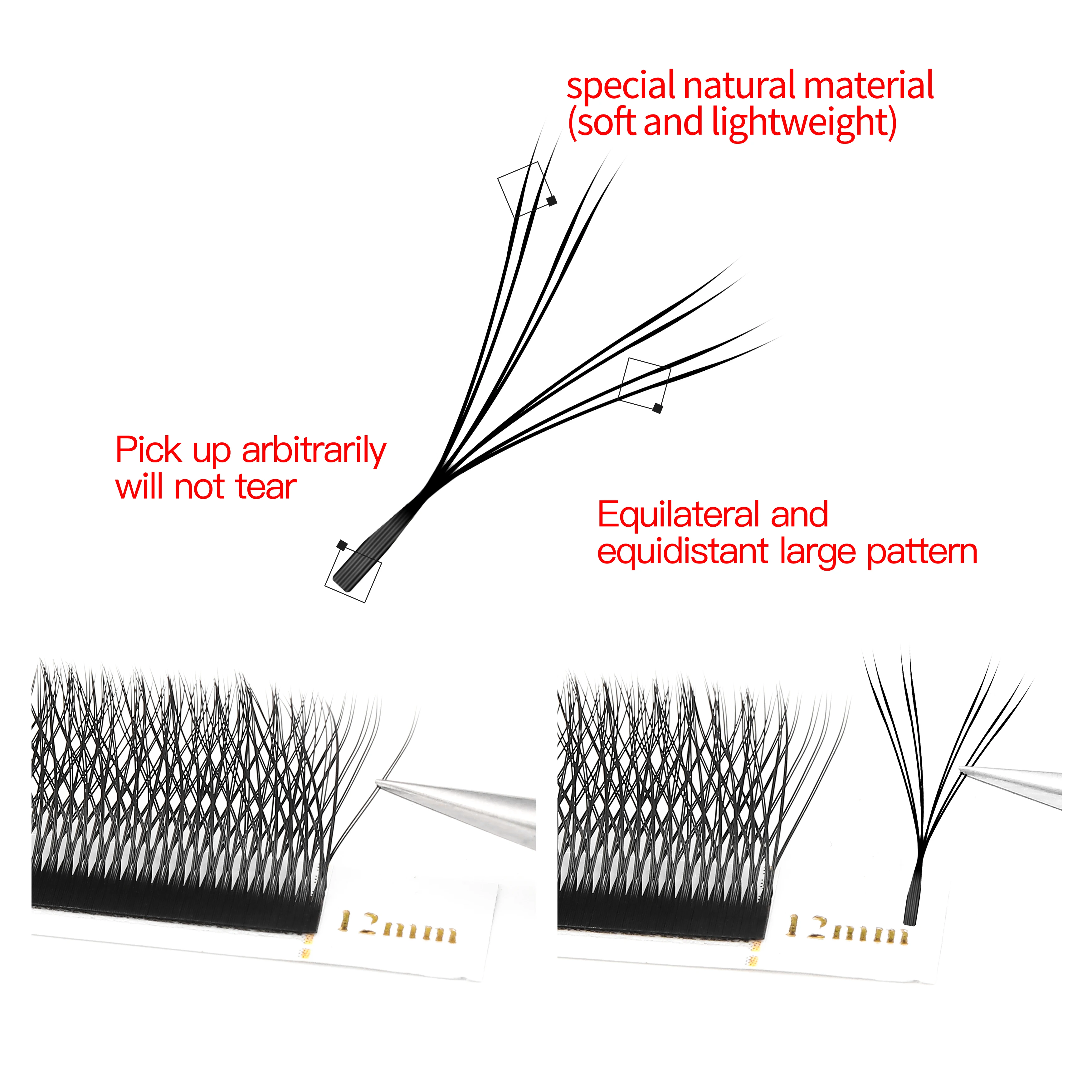 XIUSUZAKI Double Tips 4D W Eyelashes W Shape Eyelash Extensions Soft Light Blister Premade Fans Russia Volume Easy Fan Lashes