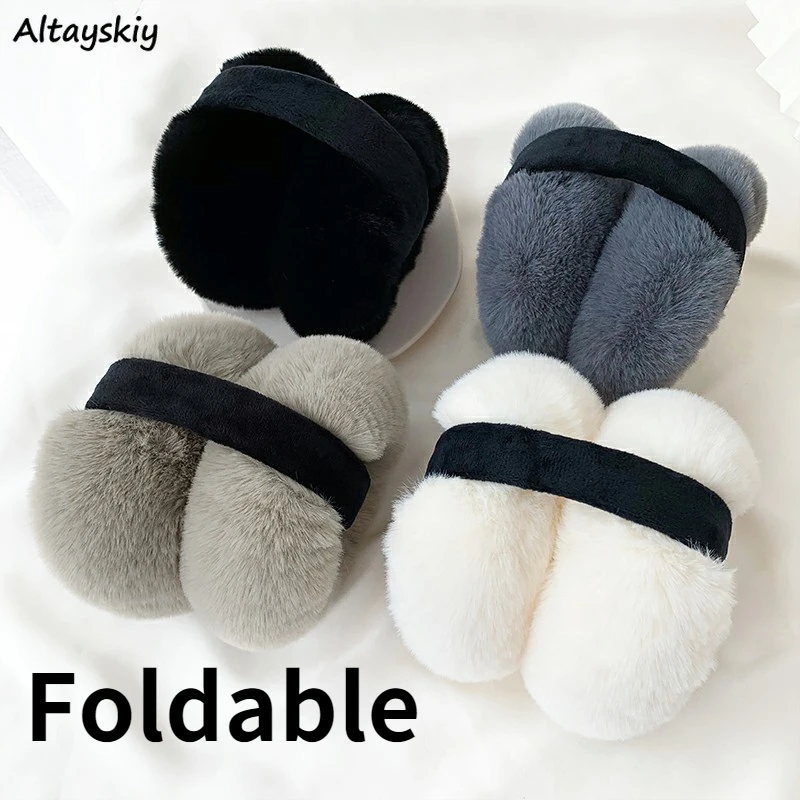 Soft Plush Ear Warmer Winter Warm muffs for Women Furry Cozy Solid flap Students Cold Protection Fashion Ladies  Cover