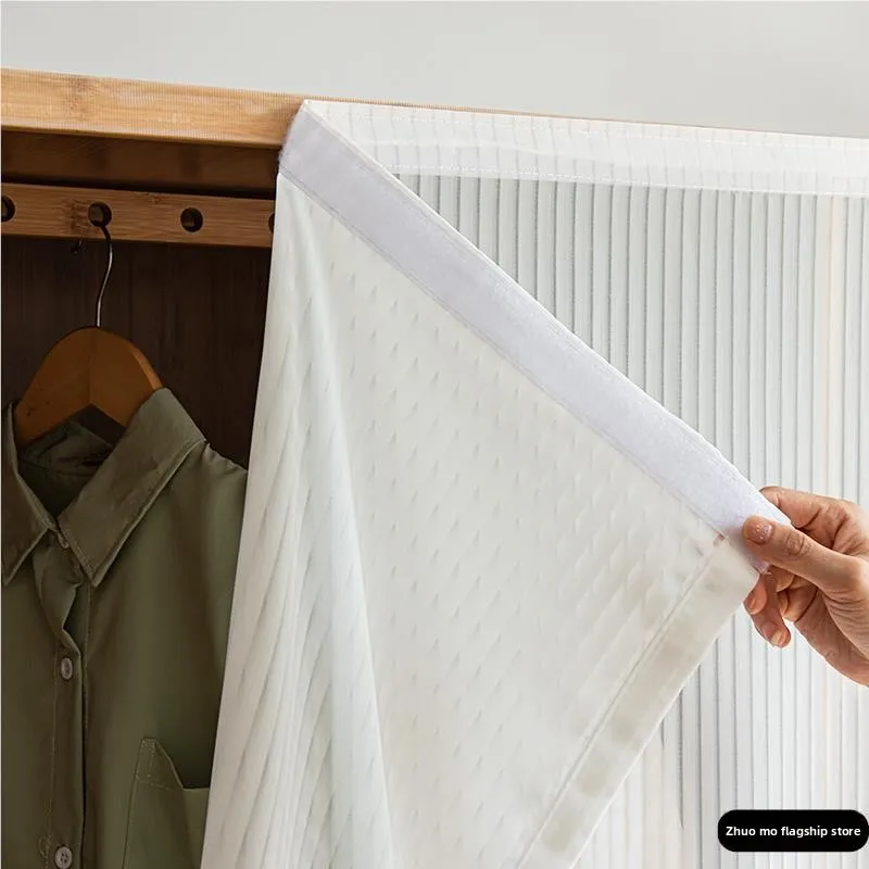 Magic Adhesive Cabinet Door Curtain Dustproof Shelf Concealment Curtain Mesh Curtain for Wardrobe And Bookcase