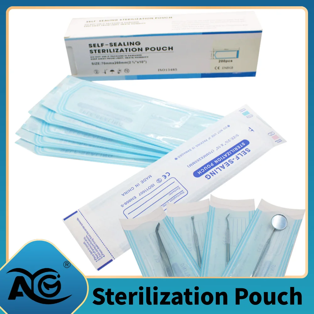 AG 20PCS/Pack Self-Sealing Sterilization Pouches Disposable Dental Sterilization Bags Storage Bag Dentistry Materials Tools