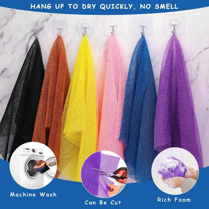 Bath Sponges For Shower Colorful Washcloth Body Exfoliator Shower Accessories Long Net Shower Body Scrubber African Scrubbing view 4