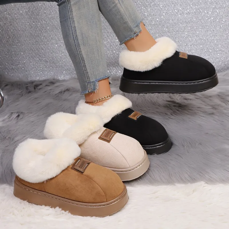 Winter Warm Thick Sole Soft Sole Women's Cotton Slippers 2026 Fashion Simple Style Comfortable Indoor Non Slip Casual Women Shoe