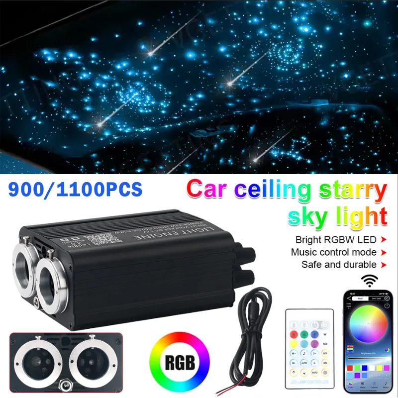 16W Car Starry Sky Light Car Home Decor RGBW Stream Light Fiber Optic Interior Atmosphere Light  RGB APP Twinkle Starry Ceiling