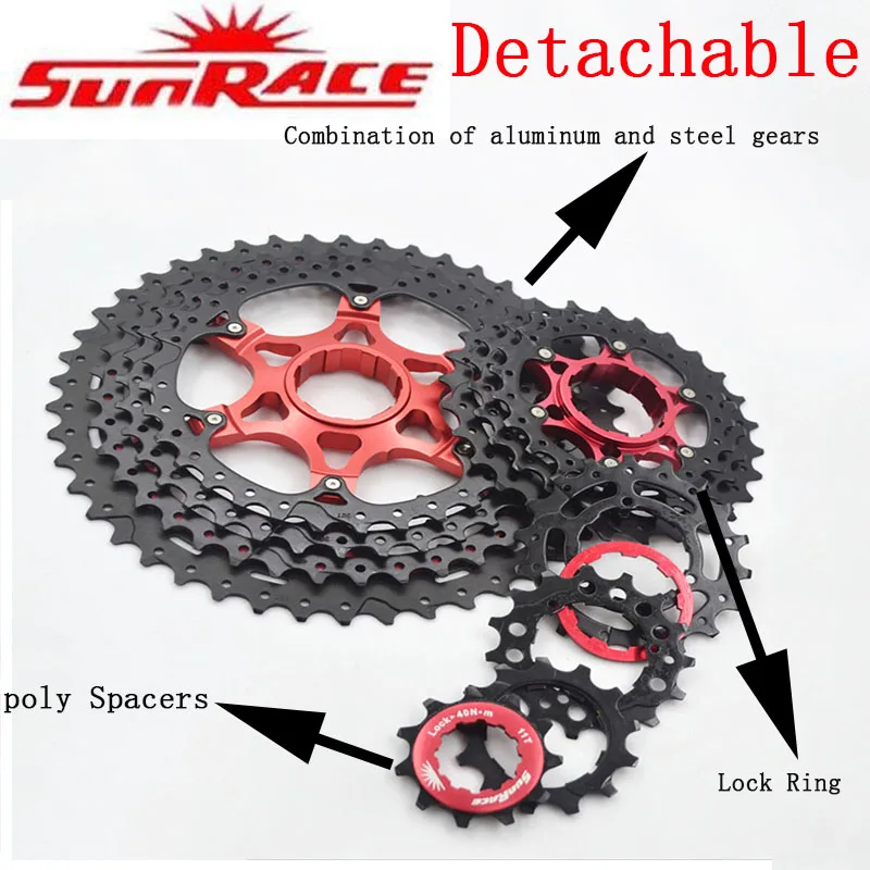 SUNRACE 8 10 11 Speed Bicycle Cassette 11-40/42/46/51T Mtb Cassette High Strength Bike Sprocket Freewheel for Shimano HG