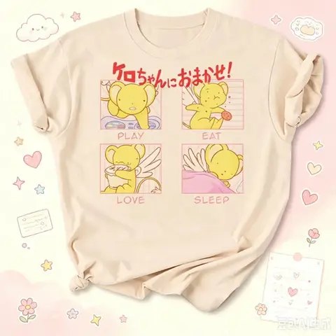 2026 Summer Sakura Card Captor t-shirt women korean clothes Breathable Gothic 80s t-shirt Y2k Classic Comfortable 2000s kawaii
