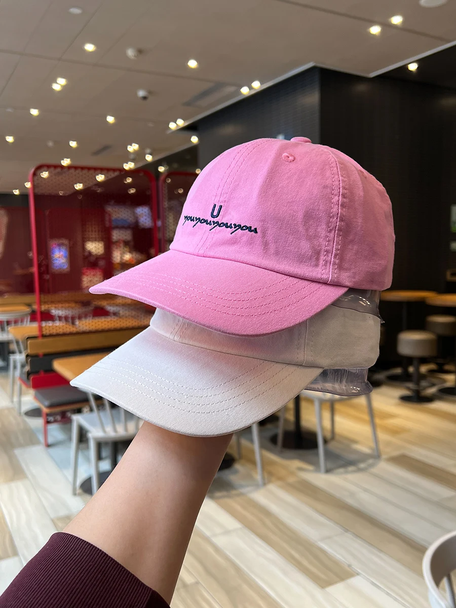 

Letter Baseball Cap Women's Big Head Circumference Spring and Summer Soft Top Sun-Proof Peaked Cap Men